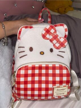 Sanrio Hello Kitty Red and White Gingham Mini Backpack